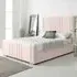 Willard Small Double Bed Frame with Headboard - Pink, Velvet