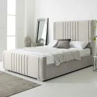 Willard Small Double Bed Frame with Headboard - Silver, Velvet