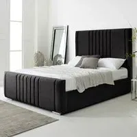 Willard Super King Size Bed Frame with Headboard - Black, Velvet