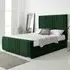 Willard Super King Size Bed Frame with Headboard - Green, Velvet