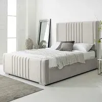 Willard Super King Size Bed Frame with Headboard - Silver, Velvet