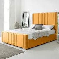 Willard Super King Size Bed Frame with Headboard - Yellow, Velvet