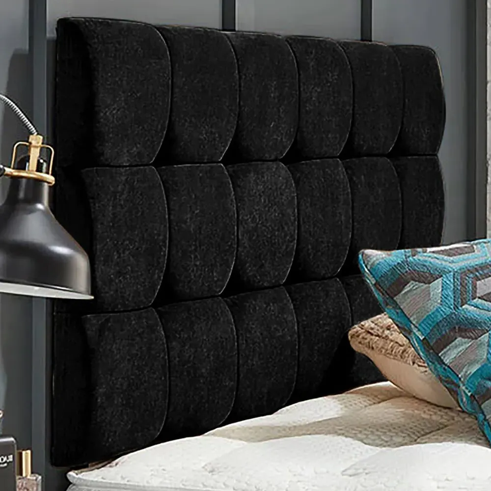 Winston Double Strutted Headboard - Black, Naples Fabric