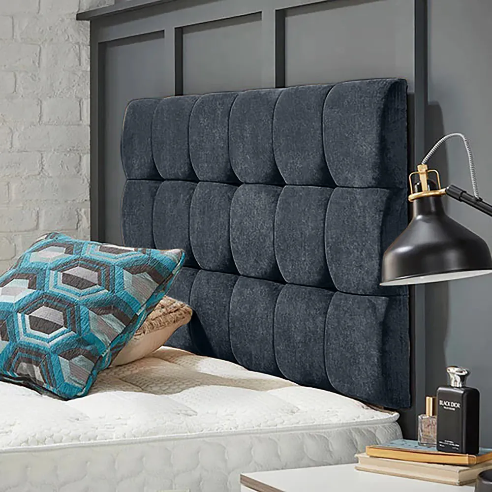 Winston Double Strutted Headboard - Charcoal, Naples Fabric