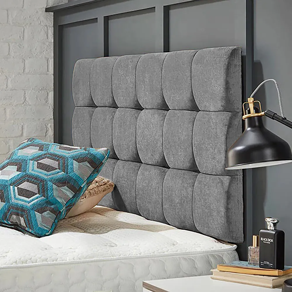 Winston King Size Strutted Headboard - Silver, Naples Fabric