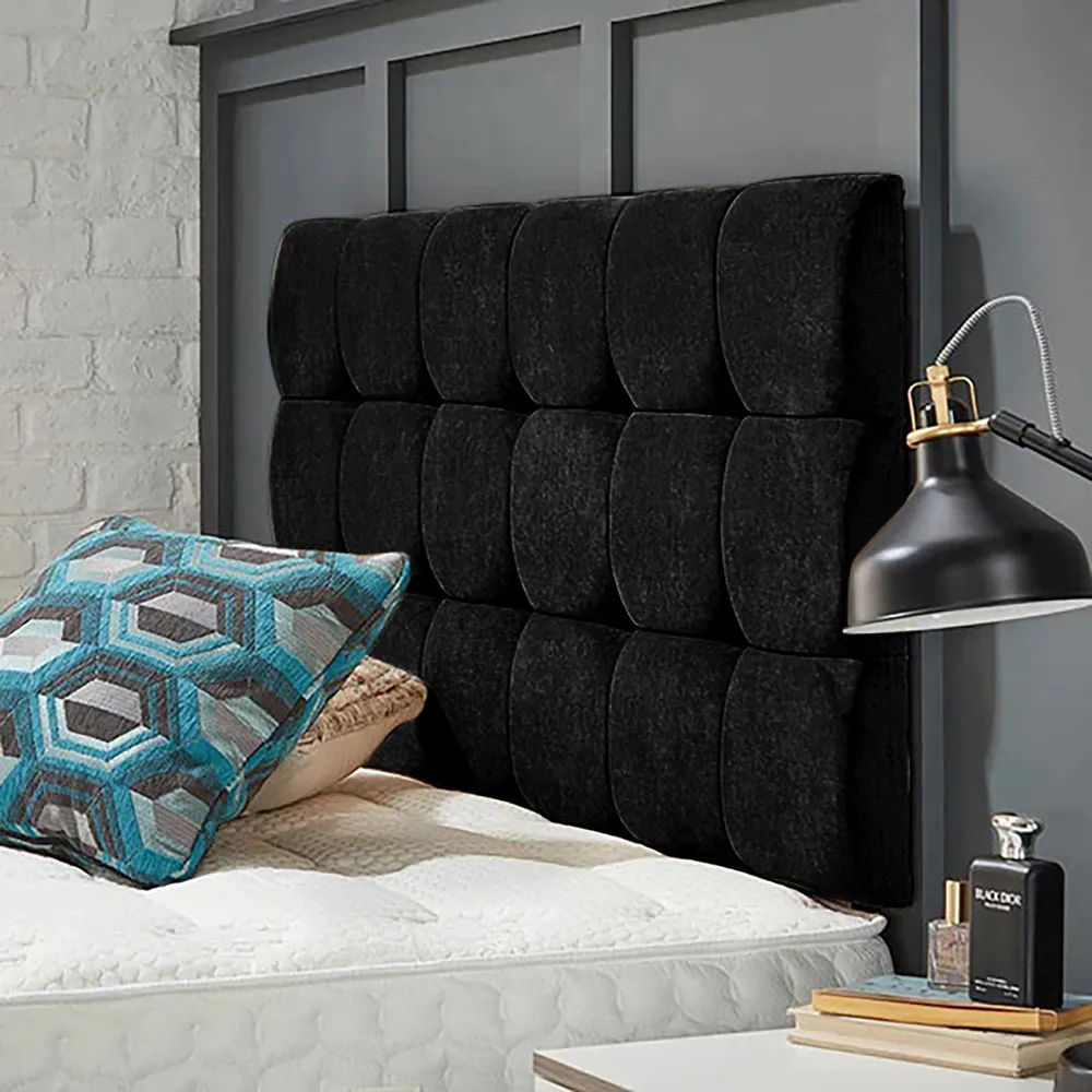 Winston Small Double Strutted Headboard - Black, Naples Fabric