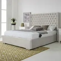 Woodlake Small Double Bed Frame with Chesterfield Headboard - Silver, Velvet