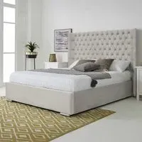 Woodlake Super King Size Bed Frame with Chesterfield Headboard - Silver, Velvet