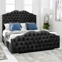 Kenwood Double Bed Frame with Waved Headboard - Grey, Fabric