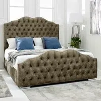 Kenwood Single Bed Frame with Waved Headboard - Cream, Fabric