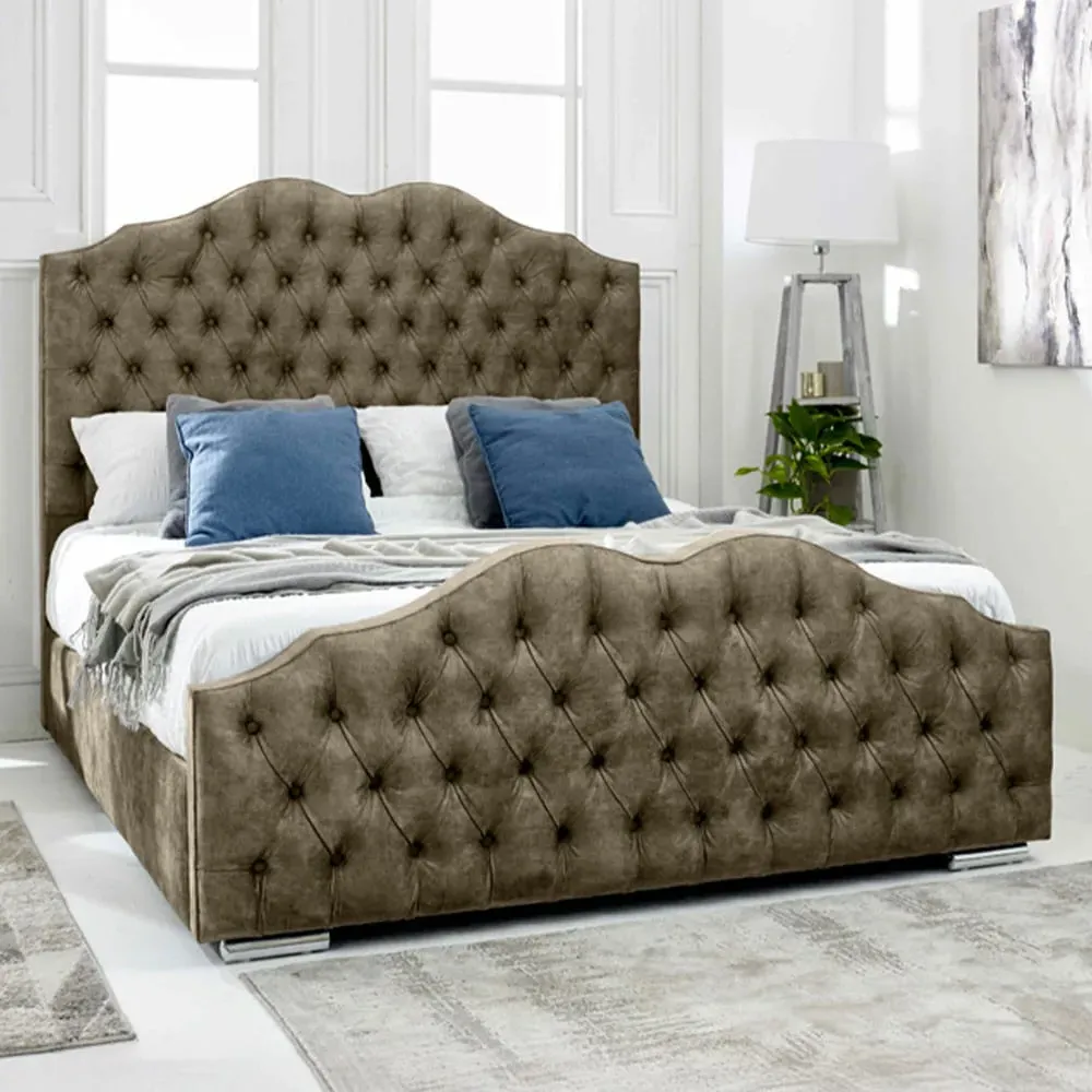 Kenwood Single Bed Frame with Waved Headboard - Cream, Fabric