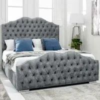 Kenwood Single Bed Frame with Waved Headboard - Silver, Marble
