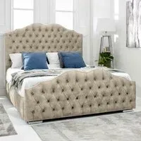 Kenwood Small Double Bed Frame with Waved Headboard - Cream, Fabric