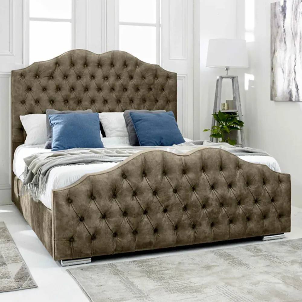 Kenwood Small Double Bed Frame with Waved Headboard - Cream image