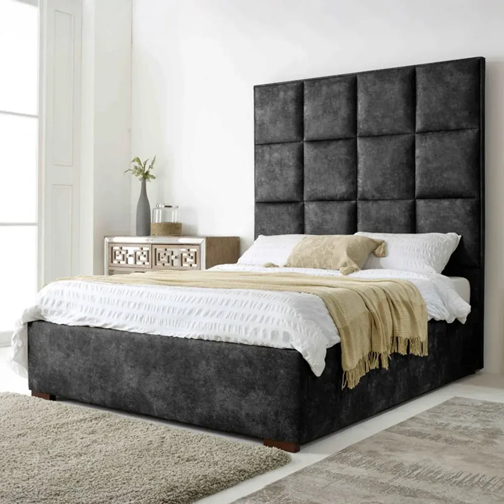 Madelyn Double Bed Frame - Grey, Oakland Fabric
