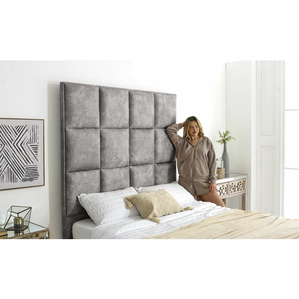 Madelyn Double Bed Frame - Silver, Oakland Fabric