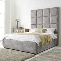 Madelyn Double Bed Frame - Silver, Oakland Fabric