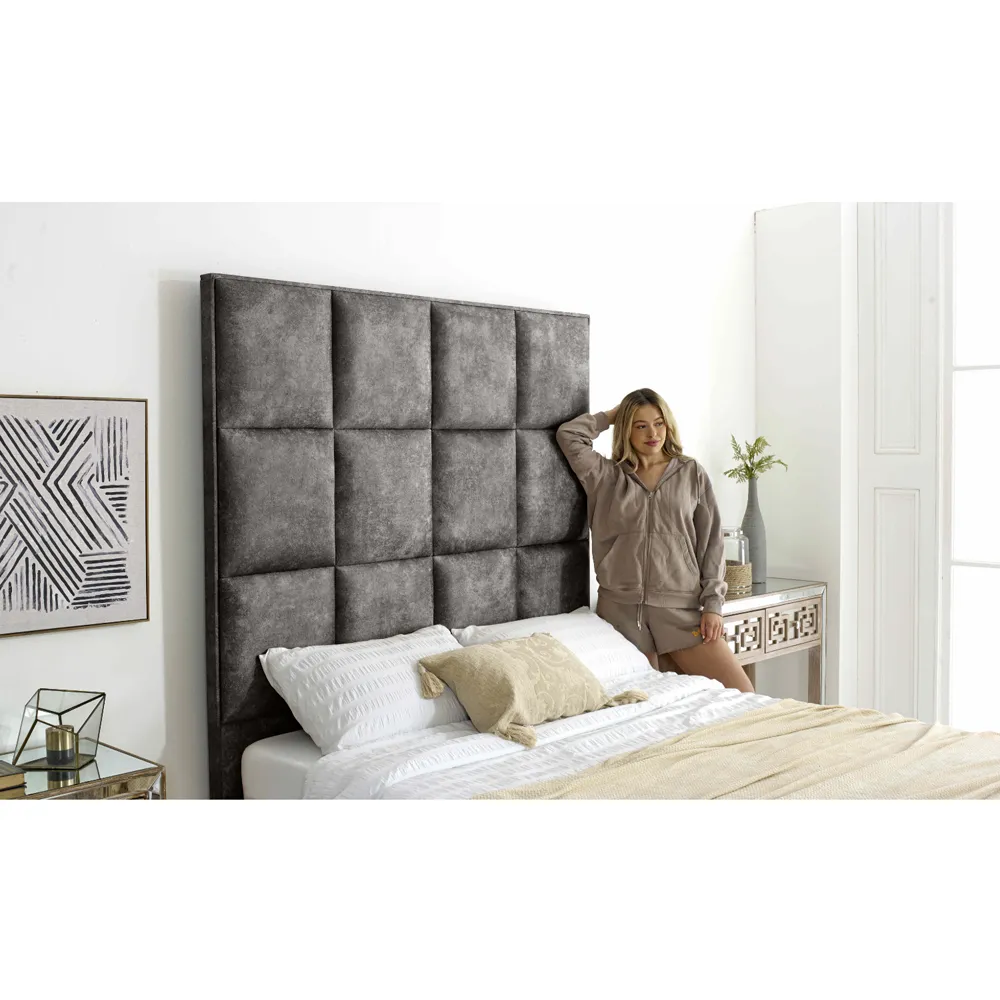 Madelyn King Size Bed Frame - Grey, Oakland Fabric