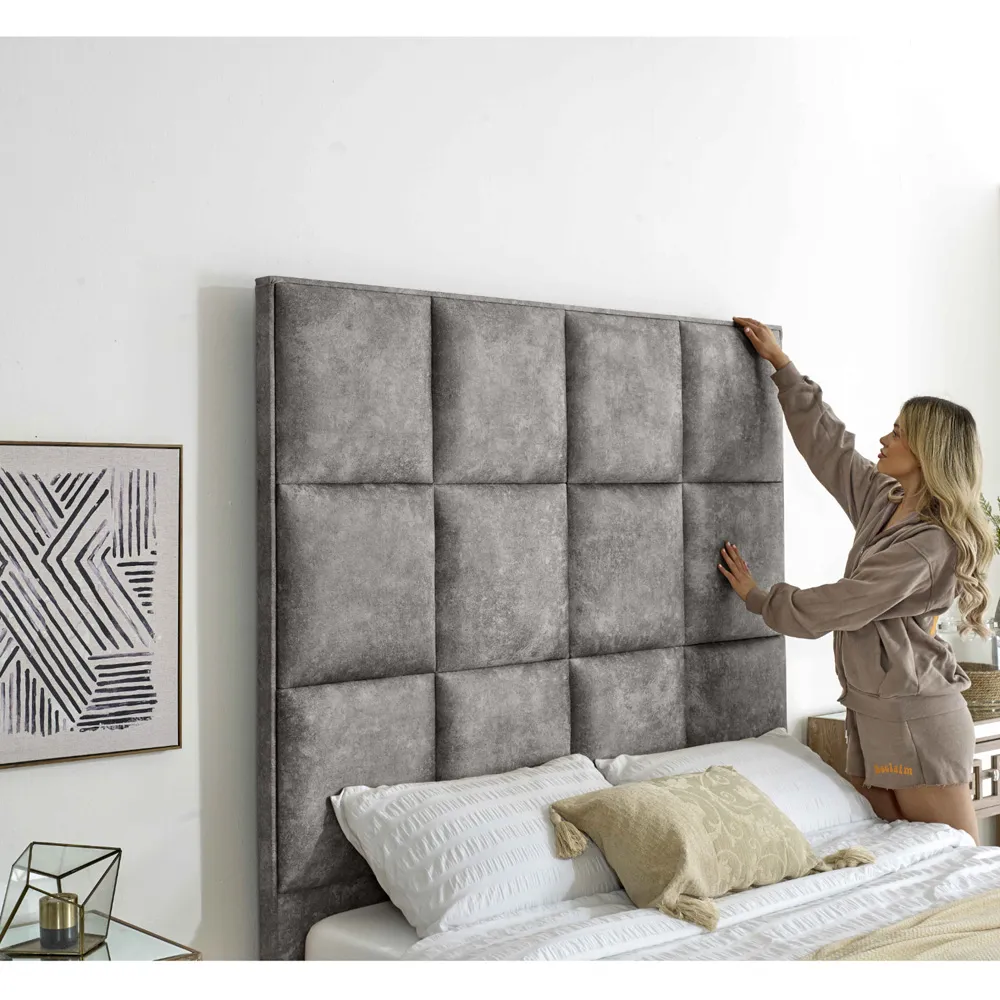 Madelyn King Size Bed Frame - Silver, Oakland Fabric