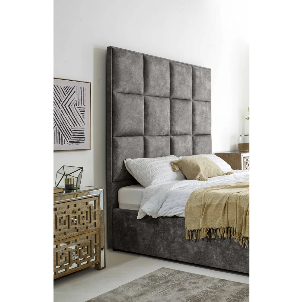 Madelyn Small Double Bed Frame - Grey, Oakland Fabric