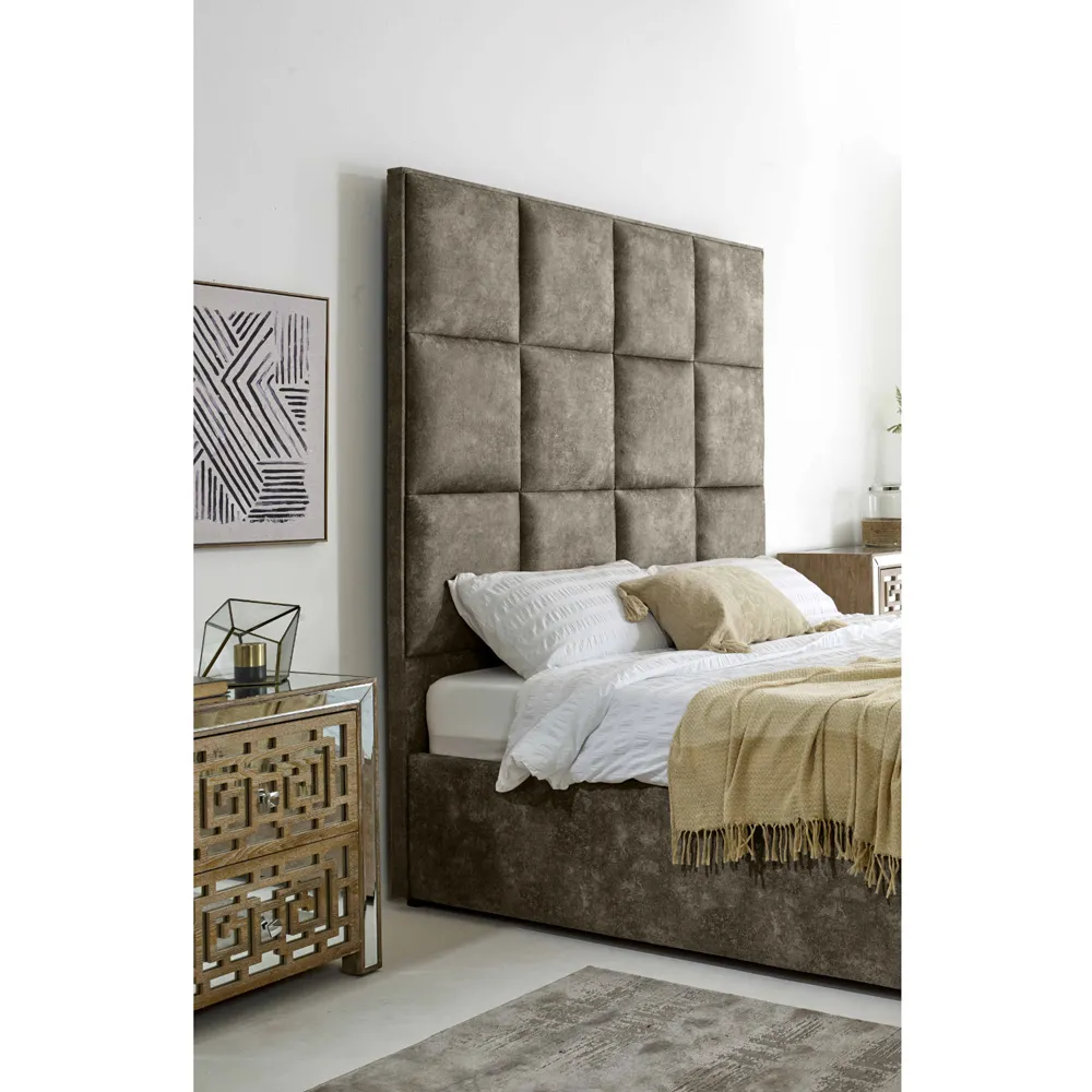 Madelyn Super King Size Bed Frame - Taupe, Oakland Fabric