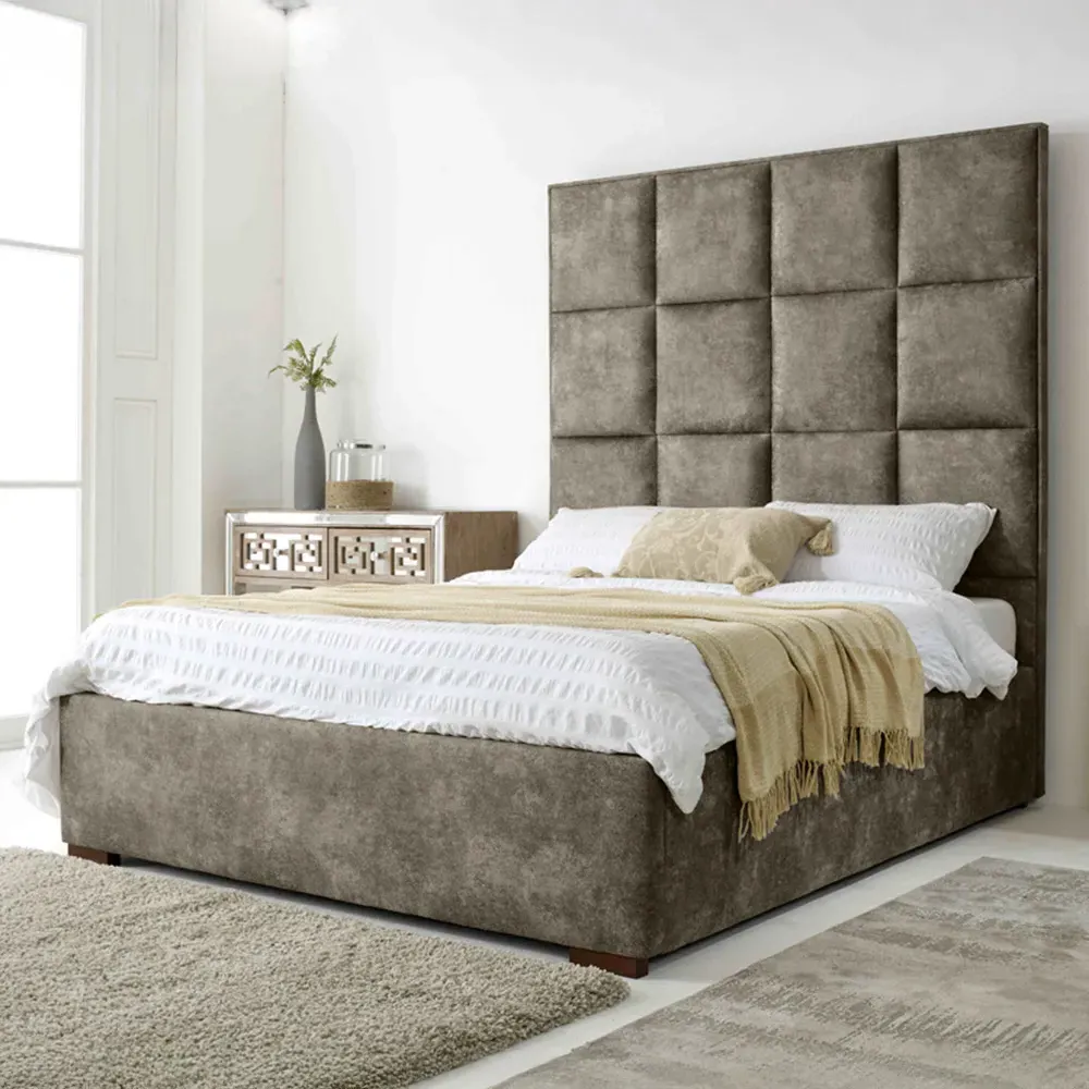 Madelyn Super King Size Bed Frame - Taupe, Oakland Fabric