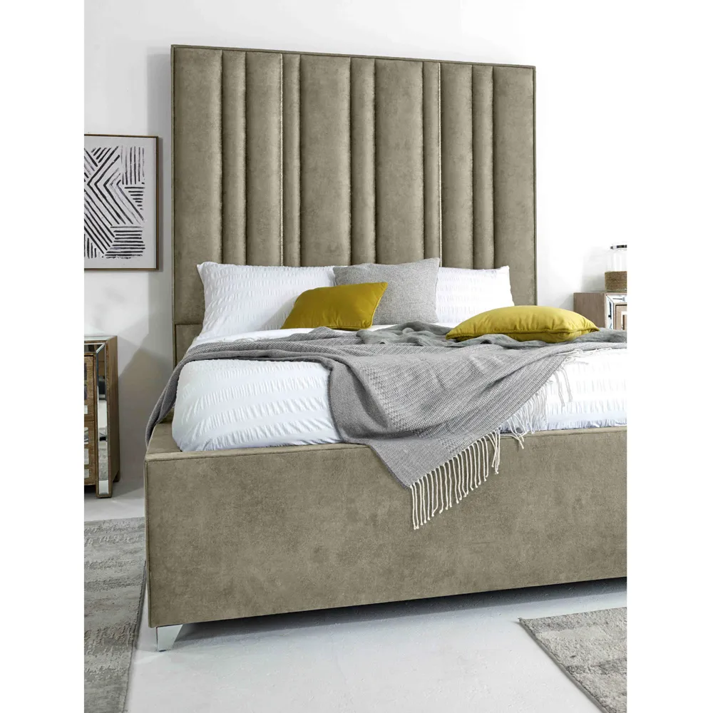 Madrid Double Bed Frame - Cream, Oakland Fabric