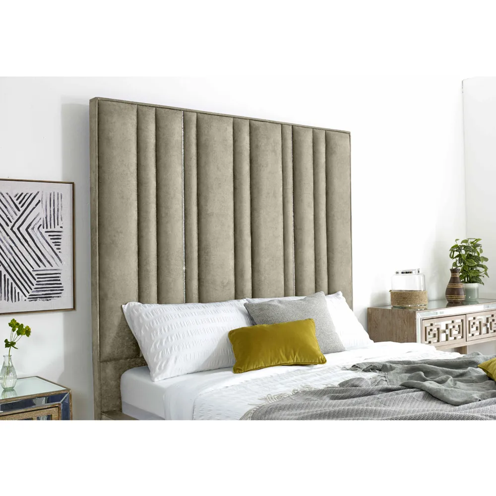 Madrid Double Bed Frame - Cream, Oakland Fabric