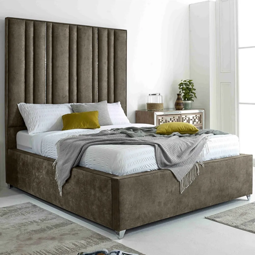 Madrid Double Bed Frame - Taupe, Oakland Fabric