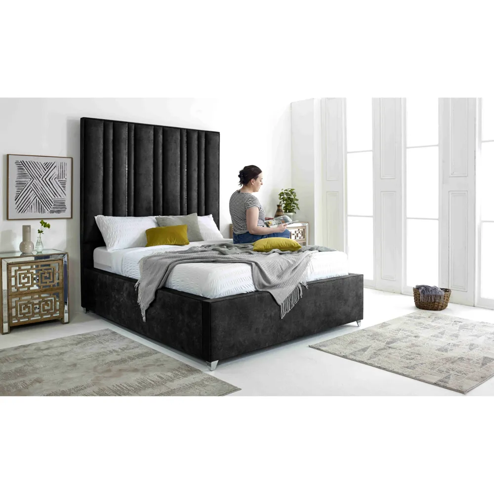 Madrid Single Bed Frame - Granite, Oakland Fabric