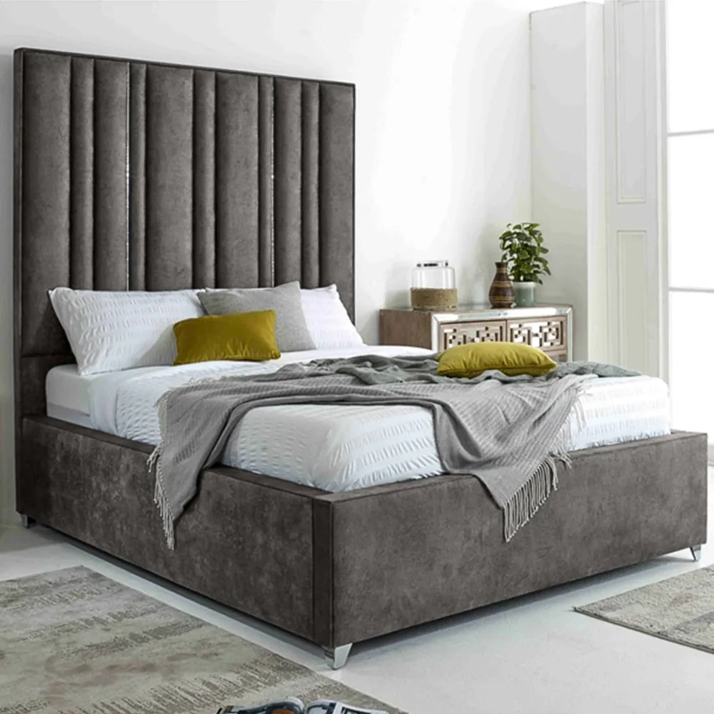 Madrid Single Bed Frame - Grey, Oakland Fabric