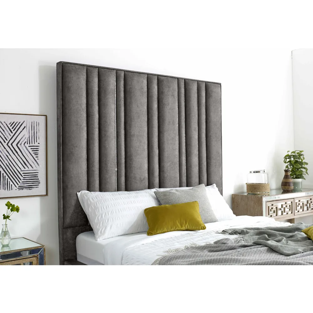 Madrid Small Double Bed Frame - Grey, Oakland Fabric