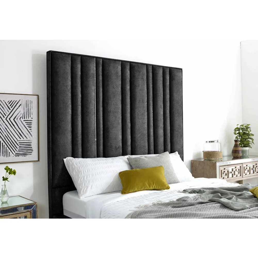 Madrid Super King Size Bed Frame - Grey, Oakland Fabric