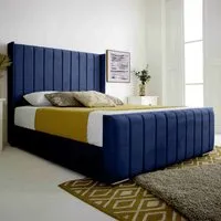 Majestique Double Bed Frame - Blue, Velvet