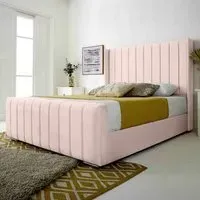 Majestique Double Bed Frame - Pink, Velvet
