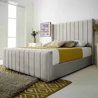 Majestique Double Bed Frame - Silver, Velvet