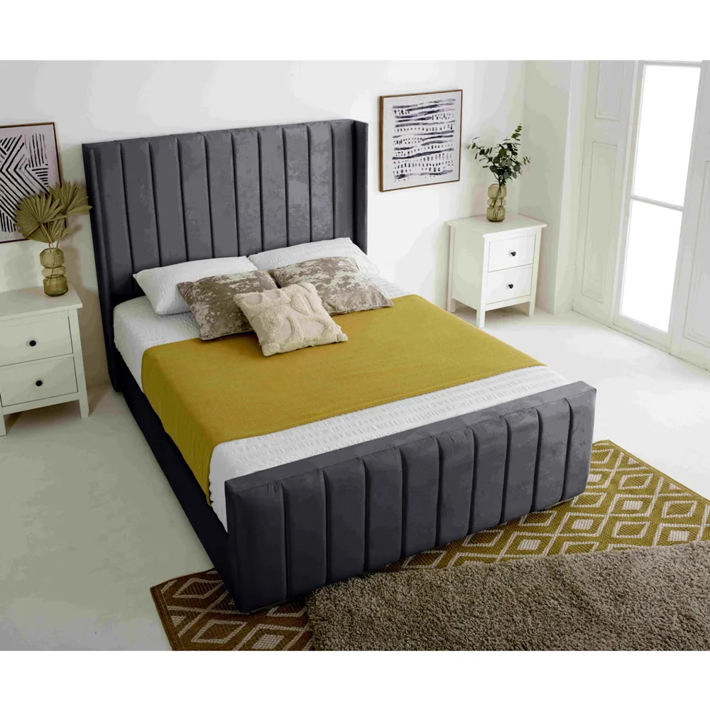 Majestique Double Bed Frame - Steel, Velvet