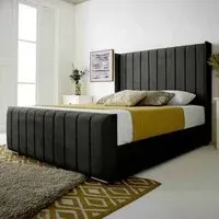 Majestique King Size Bed Frame - Black, Velvet