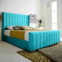 Majestique King Size Bed Frame - Teal, Velvet
