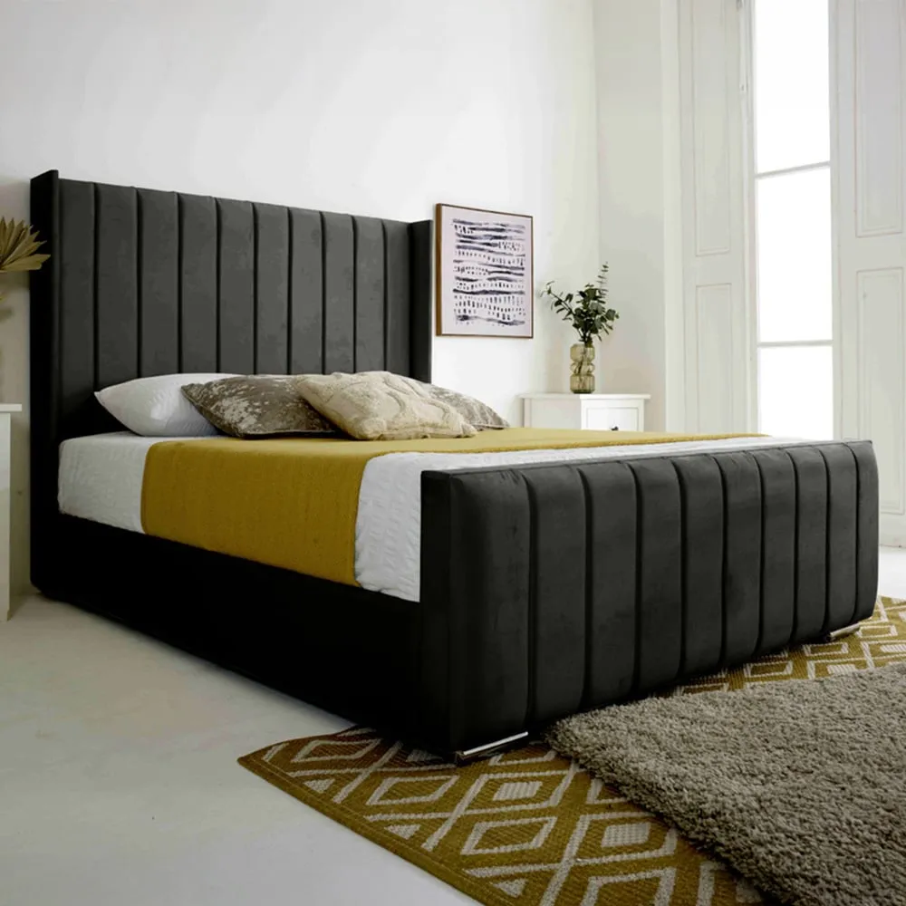 Majestique Single Bed Frame - Black, Velvet image