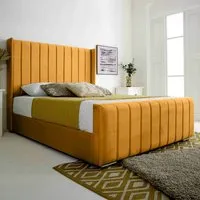 Majestique Single Bed Frame - Orange, Velvet