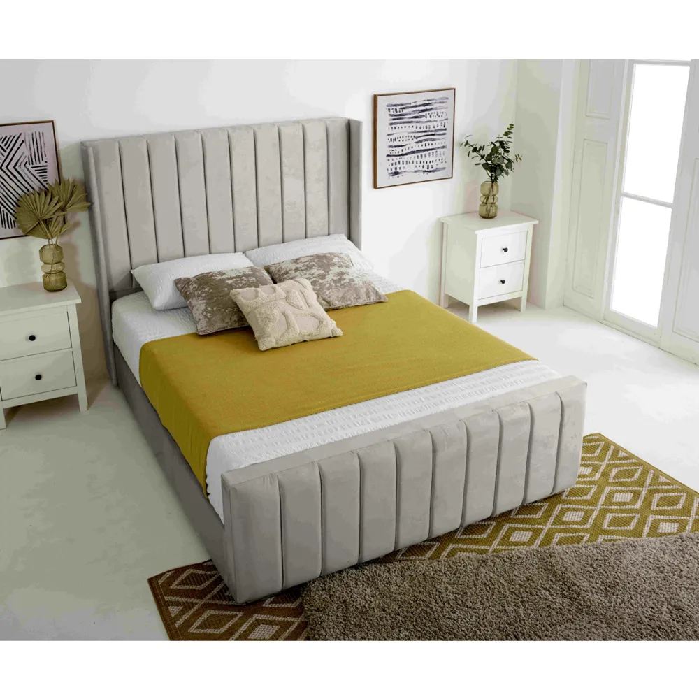 Majestique Single Bed Frame - Silver, Velvet