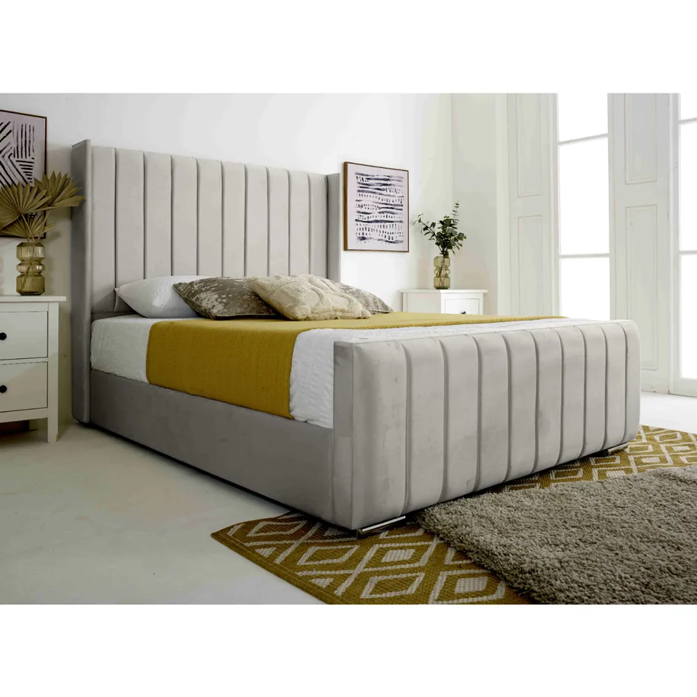 Majestique Single Bed Frame - Silver, Velvet