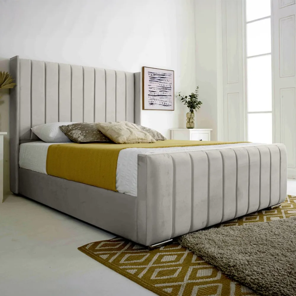 Majestique Single Bed Frame - Silver, Velvet