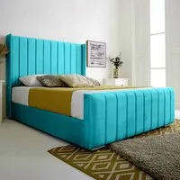 Majestique Single Bed Frame - Teal, Velvet