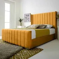 Majestique Small Double Bed Frame - Orange, Velvet