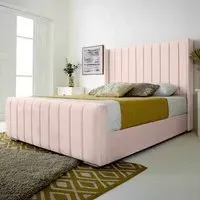 Majestique Small Double Bed Frame - Pink, Velvet