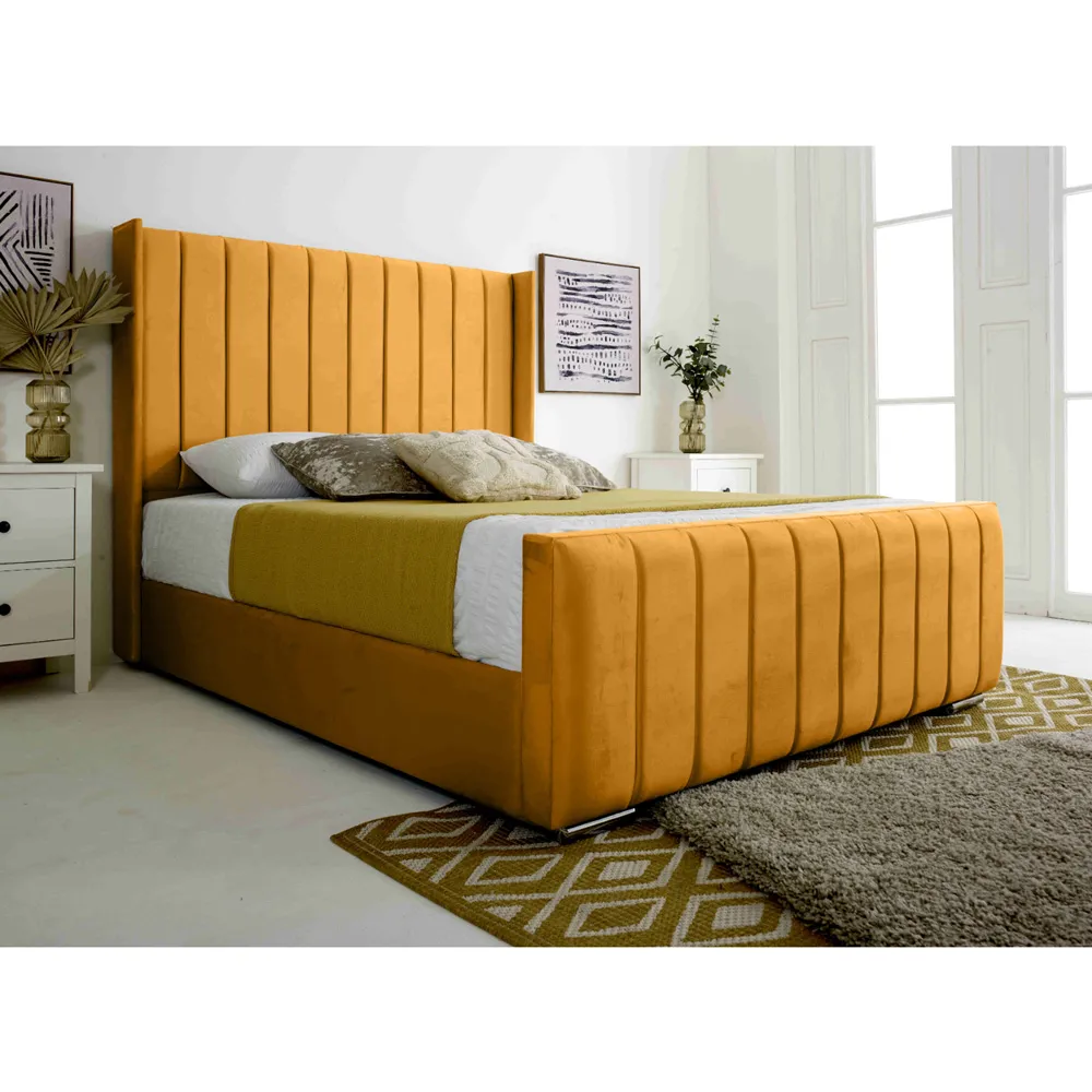 Majestique Super King Size Bed Frame - Orange, Velvet