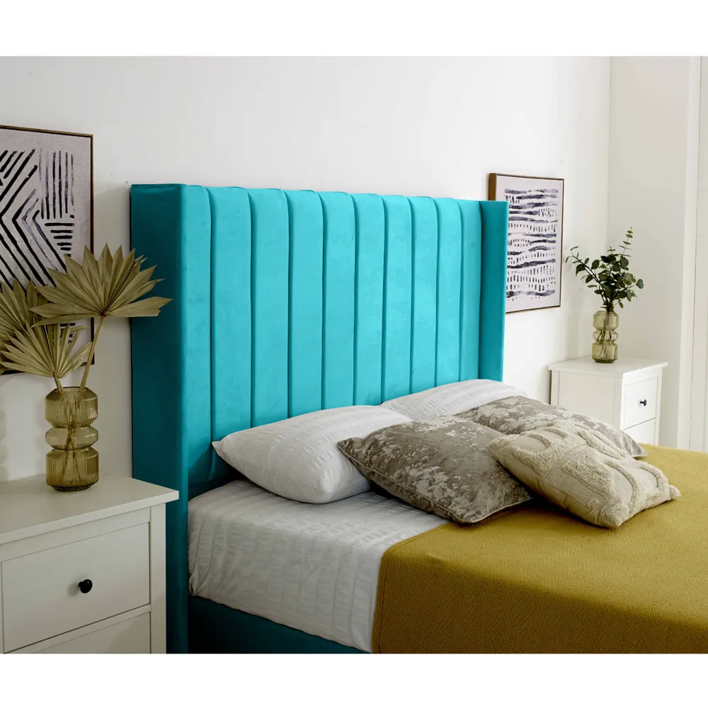 Majestique Super King Size Bed Frame - Teal, Velvet