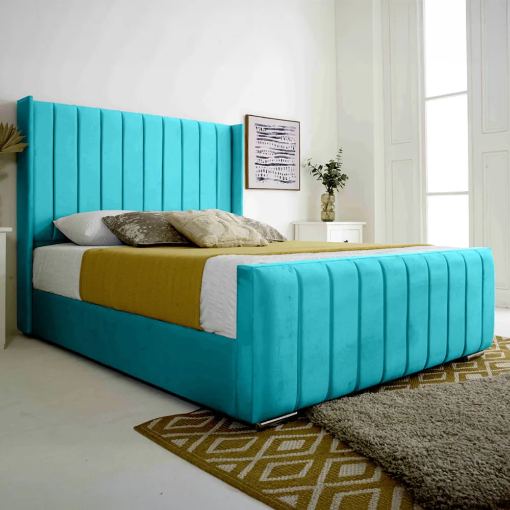 Majestique Super King Size Bed Frame - Teal, Velvet